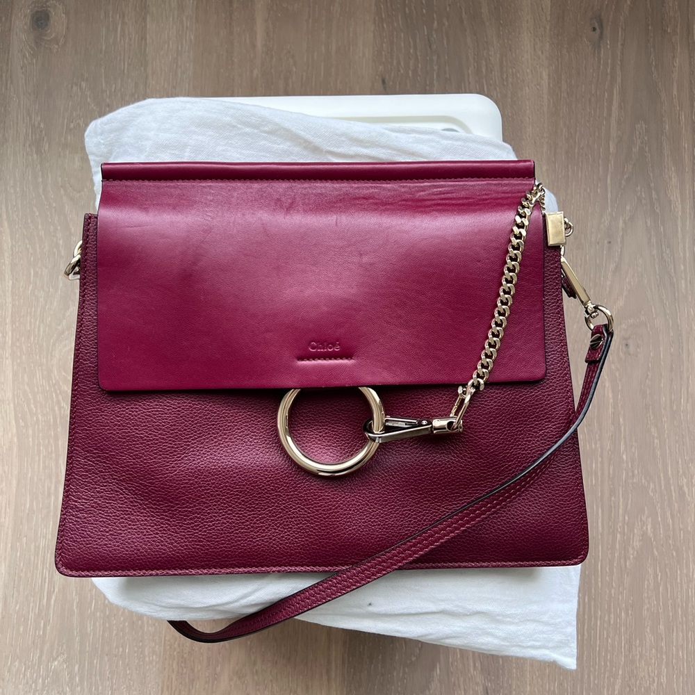 Pre-loved Chloe Faye medium bag in Burgundy - Picture 4 of 6
